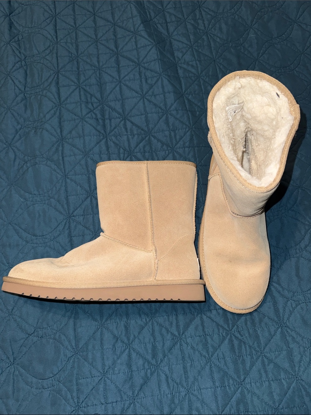 Koolaburra Short Shearling Lined Boots - Beige